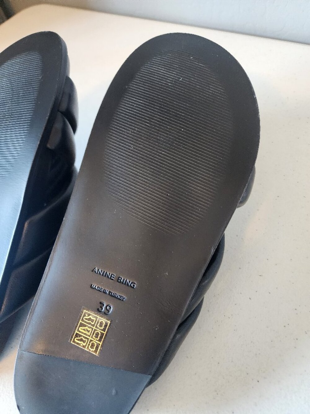 Anine Bing Black Emi Leather Slide Sandals - Picture 12 of 16